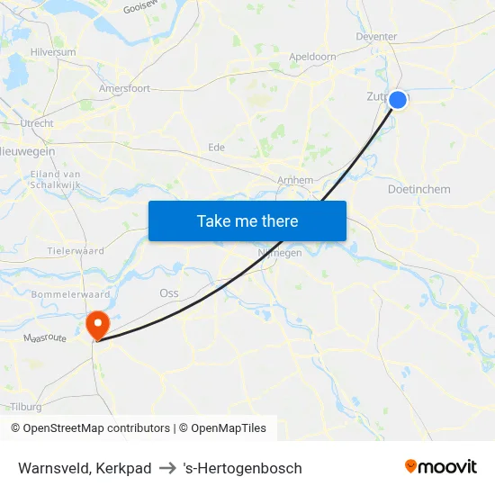 Warnsveld, Kerkpad to 's-Hertogenbosch map