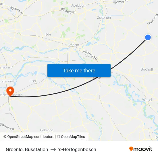 Groenlo, Busstation to 's-Hertogenbosch map