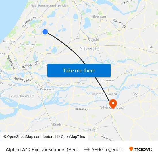 Alphen A/D Rijn, Ziekenhuis (Perron D) to 's-Hertogenbosch map