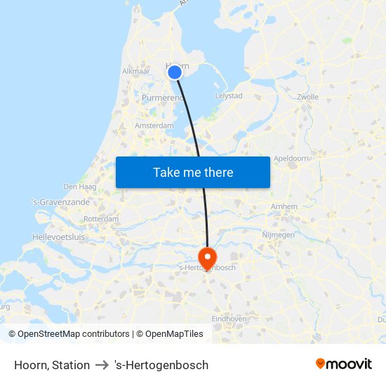 Hoorn, Station to 's-Hertogenbosch map