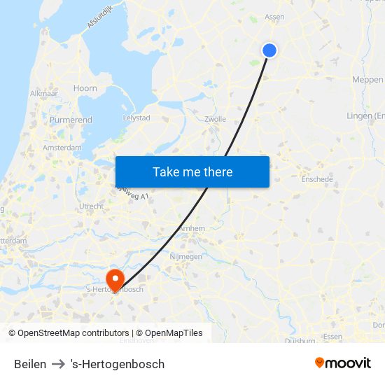 Beilen to 's-Hertogenbosch map
