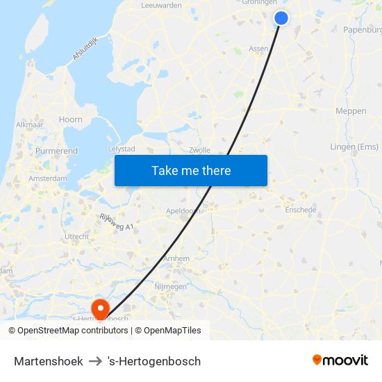 Martenshoek to 's-Hertogenbosch map