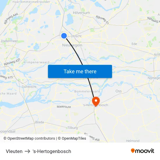 Vleuten to 's-Hertogenbosch map