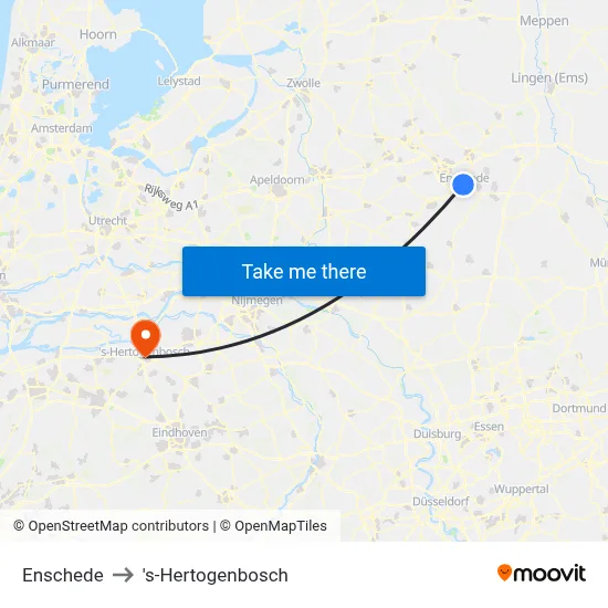 Enschede to 's-Hertogenbosch map