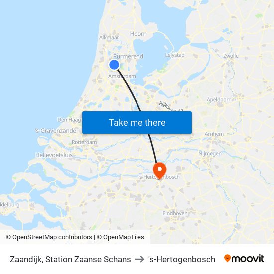Zaandijk, Station Zaanse Schans to 's-Hertogenbosch map