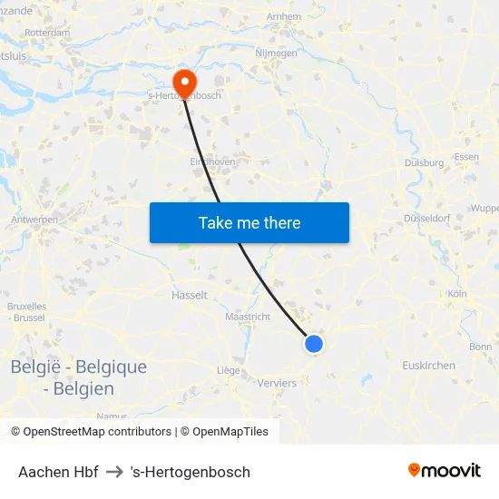 Aachen Hbf to 's-Hertogenbosch map