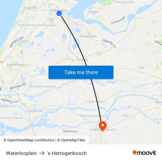 Waterlooplein to 's-Hertogenbosch map