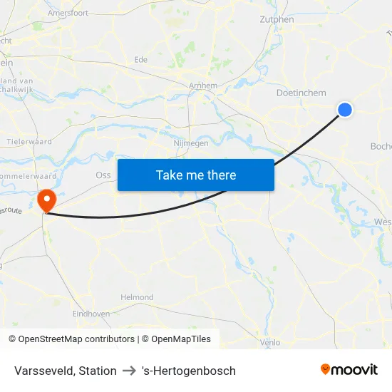 Varsseveld, Station to 's-Hertogenbosch map