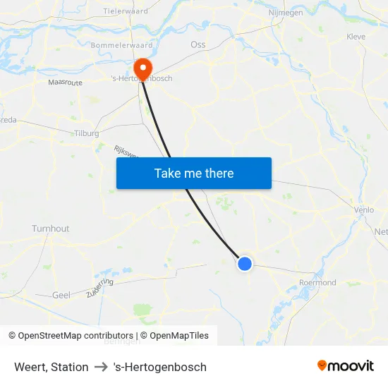Weert, Station to 's-Hertogenbosch map