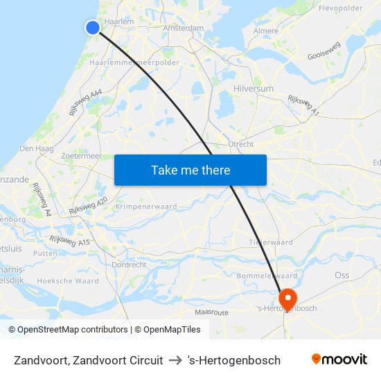 Zandvoort, Zandvoort Circuit to 's-Hertogenbosch map