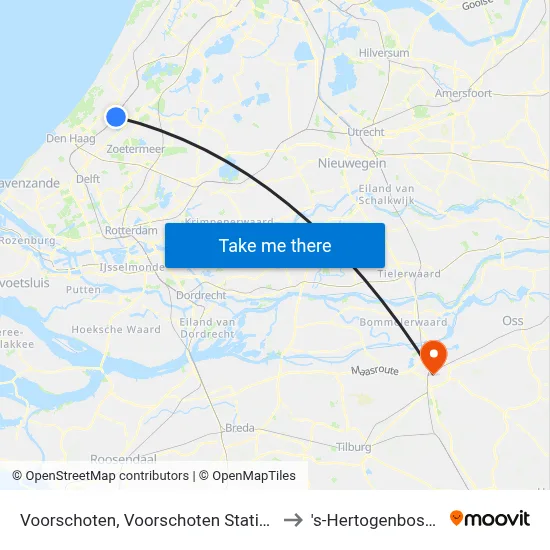Voorschoten, Voorschoten Station to 's-Hertogenbosch map