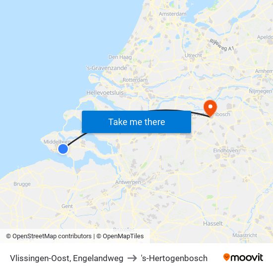 Vlissingen-Oost, Engelandweg to 's-Hertogenbosch map