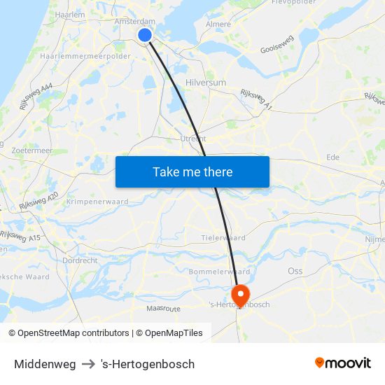 Middenweg to 's-Hertogenbosch map