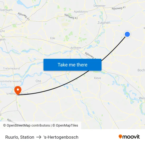 Ruurlo, Station to 's-Hertogenbosch map
