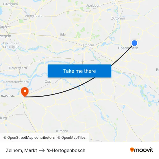 Zelhem, Markt to 's-Hertogenbosch map