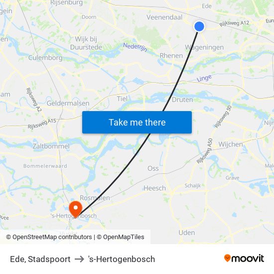 Ede, Stadspoort to 's-Hertogenbosch map