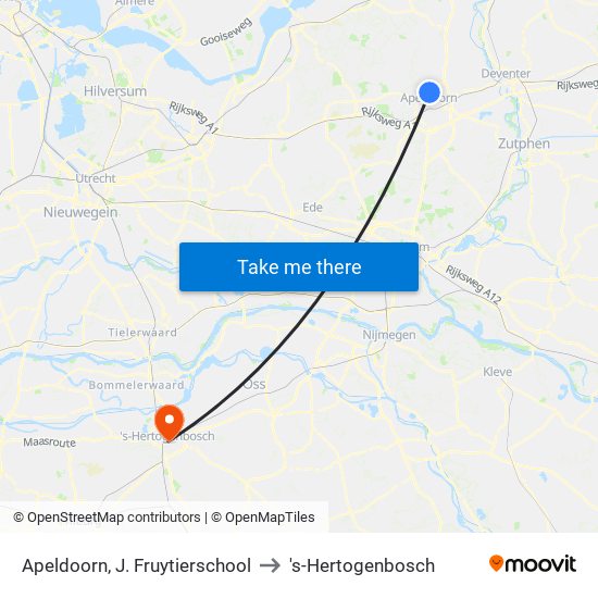 Apeldoorn, J. Fruytierschool to 's-Hertogenbosch map