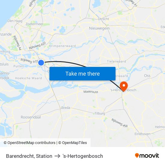 Barendrecht, Station to 's-Hertogenbosch map