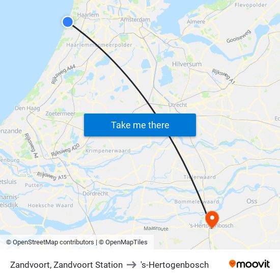 Zandvoort, Zandvoort Station to 's-Hertogenbosch map