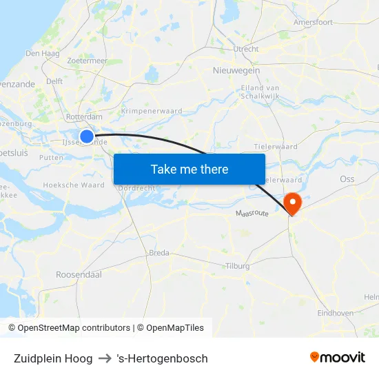 Zuidplein Hoog to 's-Hertogenbosch map