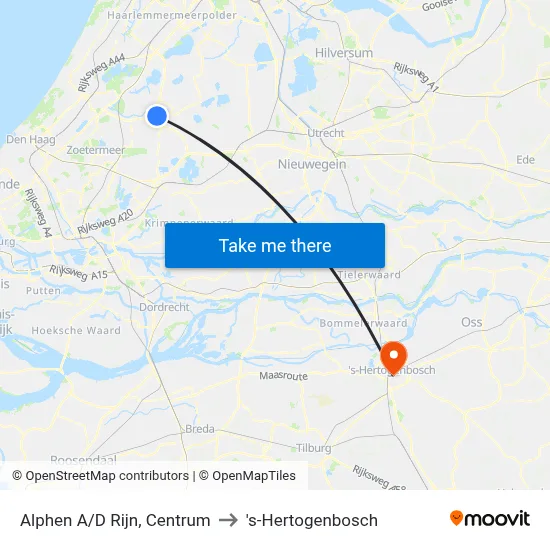 Alphen A/D Rijn, Centrum to 's-Hertogenbosch map