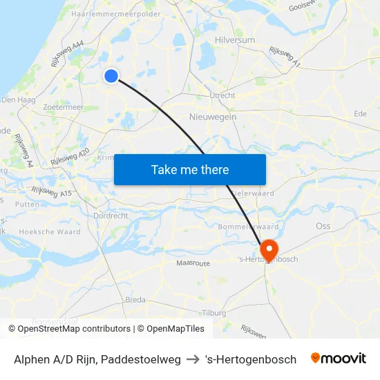 Alphen A/D Rijn, Paddestoelweg to 's-Hertogenbosch map