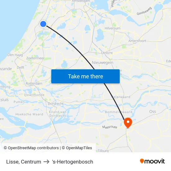 Lisse, Centrum to 's-Hertogenbosch map