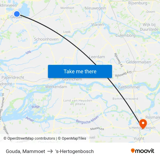 Gouda, Mammoet to 's-Hertogenbosch map