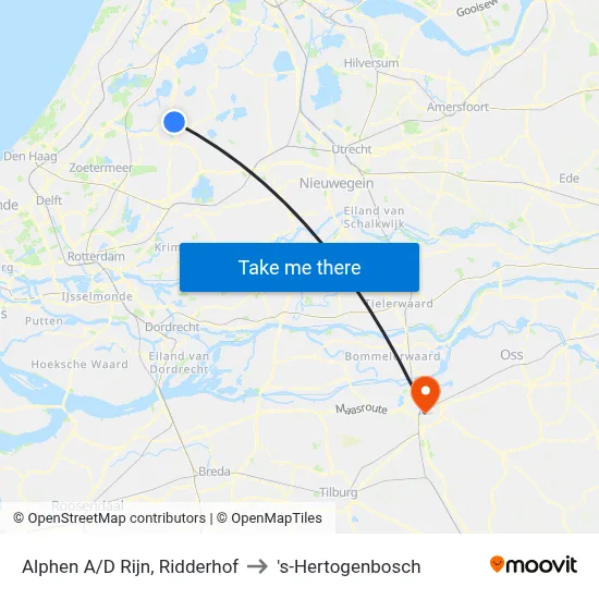 Alphen A/D Rijn, Ridderhof to 's-Hertogenbosch map