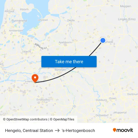 Hengelo, Centraal Station to 's-Hertogenbosch map