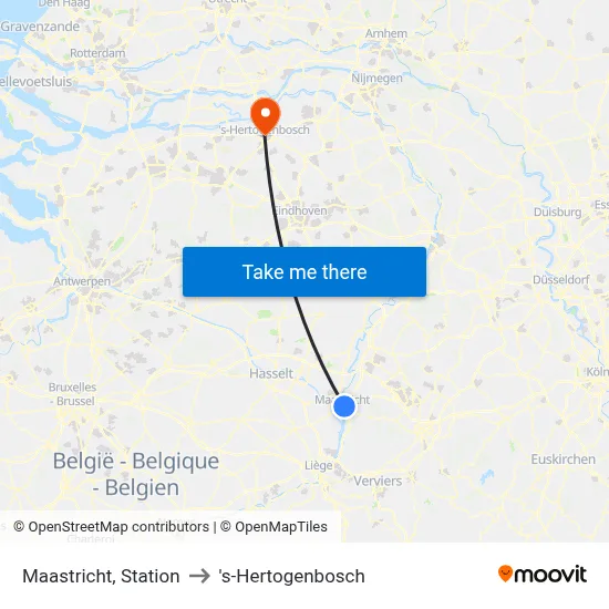 Maastricht, Station to 's-Hertogenbosch map