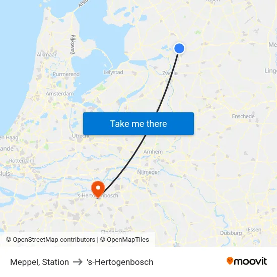 Meppel, Station to 's-Hertogenbosch map