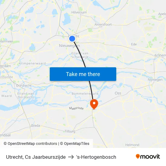 Utrecht, Cs Jaarbeurszijde to 's-Hertogenbosch map