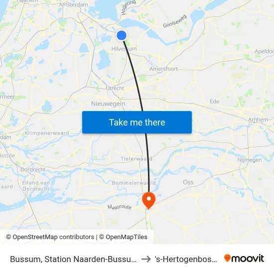 Bussum, Station Naarden-Bussum to 's-Hertogenbosch map