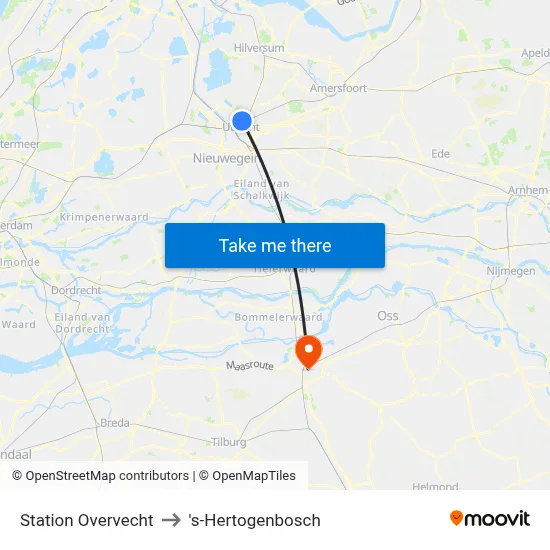Station Overvecht to 's-Hertogenbosch map