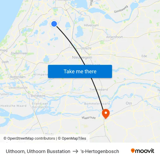 Uithoorn, Uithoorn Busstation to 's-Hertogenbosch map