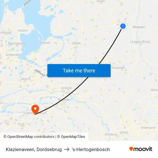 Klazienaveen, Dordsebrug to 's-Hertogenbosch map