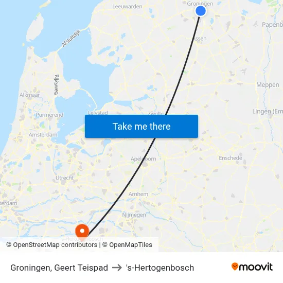 Groningen, Geert Teispad to 's-Hertogenbosch map
