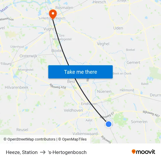 Heeze, Station to 's-Hertogenbosch map
