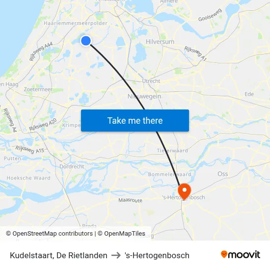 Kudelstaart, De Rietlanden to 's-Hertogenbosch map