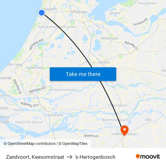 Zandvoort, Keesomstraat to 's-Hertogenbosch map