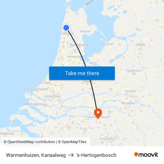 Warmenhuizen, Kanaalweg to 's-Hertogenbosch map