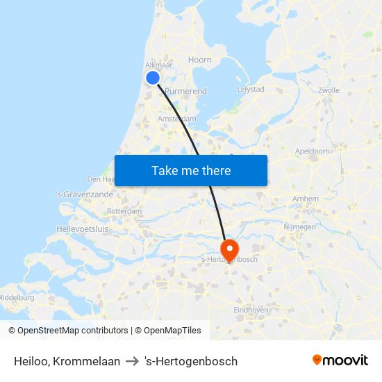 Heiloo, Krommelaan to 's-Hertogenbosch map