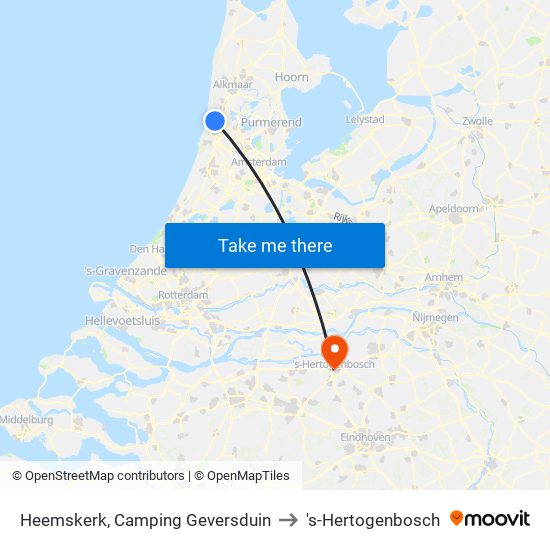 Heemskerk, Camping Geversduin to 's-Hertogenbosch map