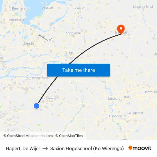 Hapert, De Wijer to Saxion Hogeschool (Ko Wierenga) map