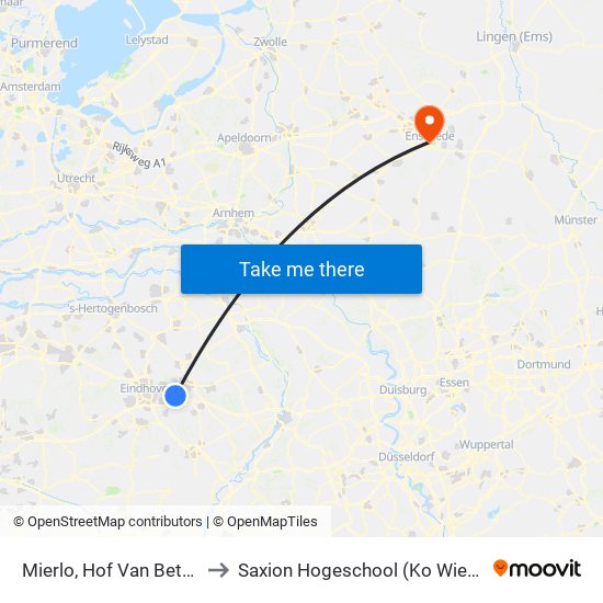 Mierlo, Hof Van Bethanie to Saxion Hogeschool (Ko Wierenga) map