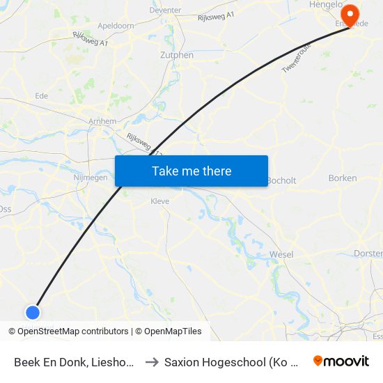 Beek En Donk, Lieshoutseweg to Saxion Hogeschool (Ko Wierenga) map