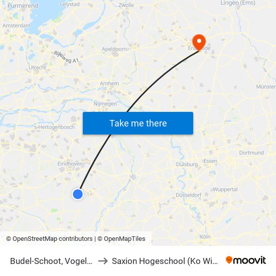 Budel-Schoot, Vogelsplein to Saxion Hogeschool (Ko Wierenga) map