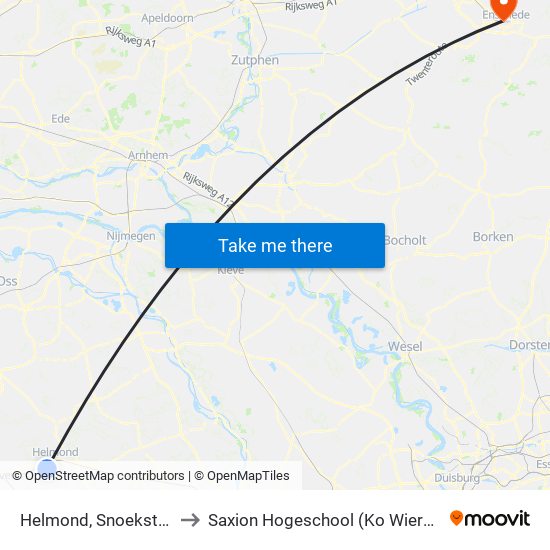 Helmond, Snoekstraat to Saxion Hogeschool (Ko Wierenga) map