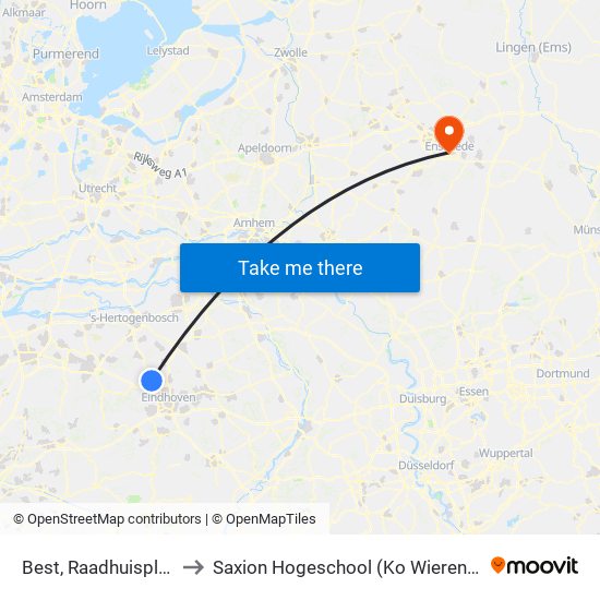 Best, Raadhuisplein to Saxion Hogeschool (Ko Wierenga) map